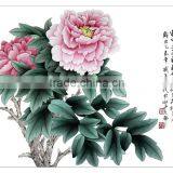 Hot Peony blossom handmade painting