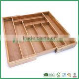 Expandable bamboo in drawer flatware organizer