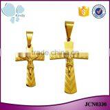 China Wholesale JCN0330 Stainless Steel Gold Jesus Cross Necklace Pendant thumbnail-1