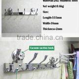 2016 No Drilling No Screw Easy Installation Stainless Steel Wall Mounted Hooks Rack Coat With Strong Vacuum Suction Hook thumbnail-3