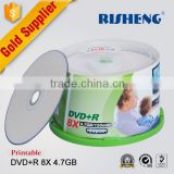 RISHENG blank dvd+r 8x 4.7gb a grade/printable 8x print dvd recordable/white inkjet printable verbatim dvd-r blank