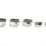 transparent square plastic jar for cosmetic cream with black cap