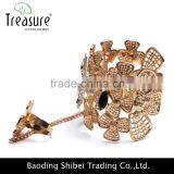 Luxury Fashion Jewellry Golden Alloy Flower Rings and Bangle Fashion Jewelry for Wedding and Party Indian Jewelry thumbnail-3