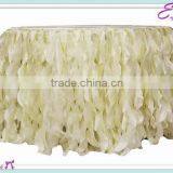 YHK#48 Curly Table Skirt - Polyester Banquet Wedding Wholesale Chair Cover Sash Table Cloth Skirt Linen Quality Choice thumbnail-1