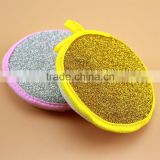 round scourer sponge pad with a round edge and logo embossed