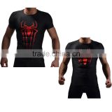 Wholesale OEM Service Male Superheroes Spiderman Compression Tshirt Base Layer Fitness Shirt Custome Sportswear for Men