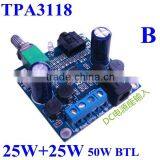12V dc Mini Amplifier Circuit Pcb Board TPA3118 Digital Power Amplifier Module 25W+25W Max 50W BTL Sound Standard