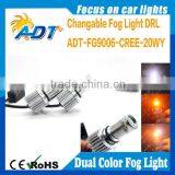 Hot Sell 20W USA CR LED Fog Light Dual Color H8/H10/H11/9005/9006/H16 Color Changing Fog Lamp Canbus Headlights for VW for Golf5 thumbnail-2