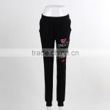 F5W30143 Wholesale Cheap Price Black Print Fleece Pants For Women