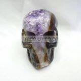Small Size Carved Natural Amethyst Quartz Skulls With Geode All by Handmade Good for Art Collection thumbnail-6