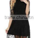 Women's Sexy 3/4 Sleeves Floral Lace Elegent Evening Party Long Dress