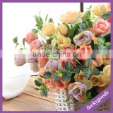 fake flower rose bush in mini head for home decoration in factory sale