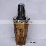 Steel Cocktail Shaker With Mosaic of Bone in Antique Finish thumbnail-1