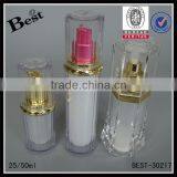 Cosmetics 20ml 50ml Luxury Golden UV Pump Acrylic Lotion Bottle Double Wall Fancy Skin Care Cream Serum Acrylic Plastic Bottle thumbnail-5
