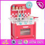 New Design Children Pretend Play Toys Wooden Red Play Kitchen W10C282 thumbnail-5