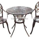 Customized Cast Aluminum Garden Metal Bistro Set Bronze Metallic Table and Chair for Relax for Hot Sale thumbnail-1