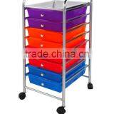 8-tier Plastic Storage Rack Cart With Drawers #GOB-336 thumbnail-1