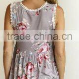 Wholesale Sublimation Products 95% Rayon 5% Spandex Lightweight Floral Sleeveless Babydoll Tank Women Summer Blouses thumbnail-5