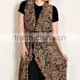 Korea Womans Apparel Manufacturers Cheap 100% Polyester Leopard Print Longline Vest High Waist High Fashion Womens Clothing thumbnail-2