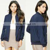 Korean Clothing Style Lady Winter New Model Blue Fashion Baseball Coat Longline Bomber Jacket Wholesale China Manufacturers thumbnail-1