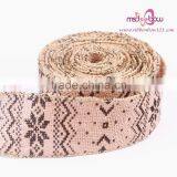 2.5 Inch Jute Ribbon Custom Printed Jute Ribbon Christmas Ribbon thumbnail-1