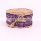 Jute Burlap Natural Hessian Ribbon With Purple Lace Trim Wedding thumbnail-2