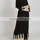 Dubai Clothing OEM Beautiful Lace Detailing Pop up Buttons Cream Lace Open Jacket Abaya thumbnail-2