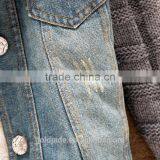 2016 Women Winter Removable Denim Parka Coat Wholesale Denim Jacket With Raccoon Fur Collar thumbnail-6