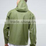 Custom Best Price High Quality New Design Durable 100% Polyurethane Smooth Drawstring Hood Green Casual Men Wind Jacket thumbnail-2