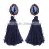 Bohemian Jewelry Big Crystal Gems With Tassel Drop Earrings for Women thumbnail-4