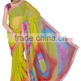 Spray Printed Designer Styles Saree With Blouse & Lace Border thumbnail-4