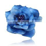 Yiwu Factory Wholesale Rhinestone Brooch Custom Fabric Flower Brooches Big Flower Hairwear thumbnail-4