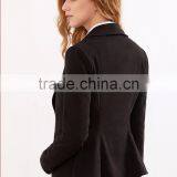 Black Faux Suede Shawl Collar One Button Fitted Blazer 100% Polyester Lining Women Plain Tuxedo Suit Set Custom Supplier thumbnail-4