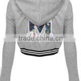Plus Size Crop Top Letter Print Long Sleeve Zip Up Sweatshirt Sports Hoodie For Women thumbnail-2