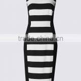 Striped Bodycon Shift Dress Black & White thumbnail-1
