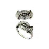 Custom Charming 925 Silver Engagement and Wedding Ring Sets With cz Stones Micro Paved thumbnail-1