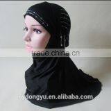 Women Black Beaded Black Muslim Hijiab/latest Fashion Purple Muslim Hijab/new Design Muslim Hijiab