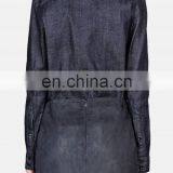 Womens Jeans Shirts Fashion Dark Navy Denim Shirts Cotton Shirts Custom thumbnail-4