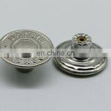 High Quality Silver Shank Brass Button Metal Jeans Button for Jeans
