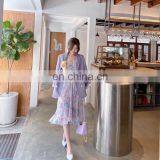 Puff Sleeve V-neck Floral Chiffon Dress Women Spring/summer 2020 New French Retro Gentle Style Skirt