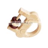 Smile Holding Ring Baby Emotional Comforter Toys Wooden Baby Rattles