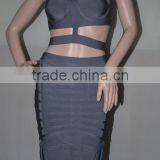 Summer Dress 2015 New Strap Two Piece Set Women Gray Black White Elegant Bodycon Celebrity Bandage Dresses Bandage Bodycon Women thumbnail-1