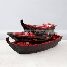 Washable Reusable Large Ship Boat Japanese Serving Plastic Party Black Sushi Tray thumbnail-2