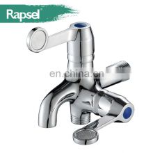 Rapsel Brass Double Handle Two Way Polish and Chrome Finish Wall Mounted Bibcock