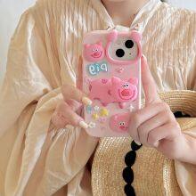 Cute Cartoon Spring Pig Head Soft Shockproof Silicone Back Cover Pink Phone Case For Iphone 13 14 15promax 15pro thumbnail-3