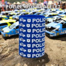 Hot Selling Blue Silicone Wristband POLICE Kids Print Bracelet for Sport Activity Manufacture in Stock for Event Use thumbnail-3