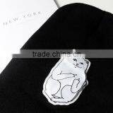 Star Same Style Cute Cat Pattern Rolled Brim Acrylic Knitted Cap for Man thumbnail-6