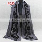 New Style Cotton Viscose Beautiful Flower Design Embroidery Shawl Scarf Quality Choice thumbnail-5
