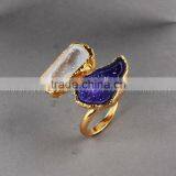 New Fashion Agate Druzy Geodel Ring With Natural Gemstone for Women Girl Jewellery thumbnail-4