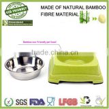 square round in style orange healthy life bamboo fiber pet bowl,bamboo fiber pet feeder